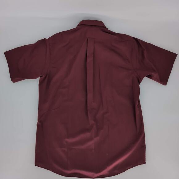 Van Heusen Mens Burgundy Maroon Red Button Down Short Sleeve Shirt - Size M -GUC - Picture 11 of 11